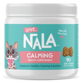 LOVE, NALA - Calming Health Supplement for Cats - 90 Soft Chews - Chamomile, Valerian Root, L-Theanine, and L-Tryptophan - Natural Calming Aid - 3.2 oz
