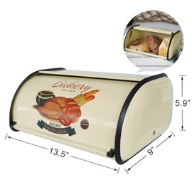 SOTECH Bread Box Kitchen Metal Container for Storage Bin Countertop Keeper Rustic Holder Vintage airtight Counter with Roll Top Farmhouse Bread Boxes