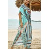L-Peach Women's Bohemian Kaftan Nightdress, Long Loungewear, Beach Dress, Cover