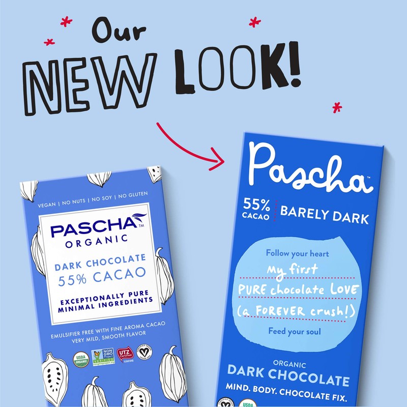 Pascha Organic Dark Chocolate Bars 55% Cacao, UTZ, Gluten Free
