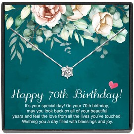 JeeweLife 70th Birthday Gifts for Women, Sterling Silver Necklace for Women, 70 Years Old Gift for Women, Best Gifts for 70 Year Old Women