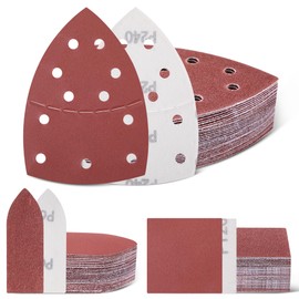 Ceoighe 90 Pcs Detail Sander Sandpaper Kit, Mouse Rectangle Finger Sanding Pads with Holes, Hook & Loop Sandpaper, Assorted 60/80/120/240 Grits Fit for Palm Sanders for Wood, Metal, Paint Polishing