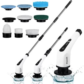 Electric Spin Scrubber Cleaning Brush 8 in 1 Shower Scrubber Adjustable Handle. for Windows, Bathrooms, Cars