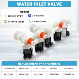 AJU73213301 AJU75152601 5221EA1008F Washer Water Inlet Valve - Replacement for LG & Kenmore Washers WT7200CW, WT4801CW, WT1201CW, 79631522211, WT5001CW, WT5070CW, WT4970CW, WT1101CW, 79631522211