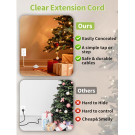 PEESIN Clear Extension Cord 6 FT with Foot Switch, 3 Outlet Extension Cords with 90° Flat Plug, UL-Certified Indoor Extension Cord with Switch, 2 Prong, Male to Female, 18 AWG 125V 7A, 1 Pack