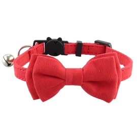 Cat Collar, Red, Cat Collar, Bowknot, Cute, Soft, Soft, Adjustable Size, 7.1 - 11.0 inches (18 - 28 cm), Bell Included, Lightweight, Stylish, Suitable for Cats and Dogs, Red