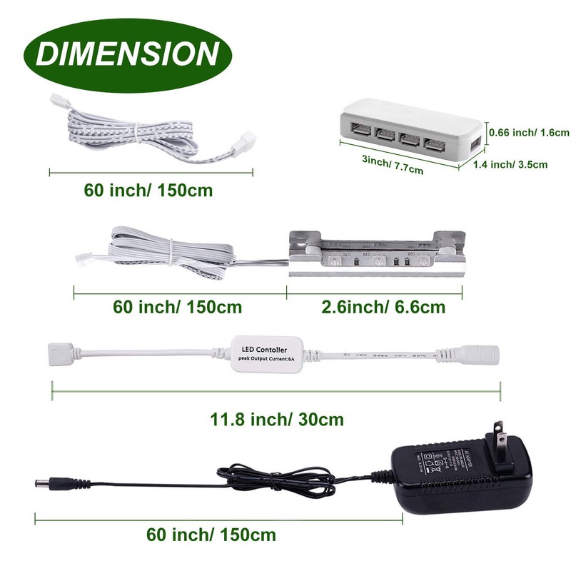AIBOO LED Under Cabinet Bookshelf Lights Kit for Glass Edge
