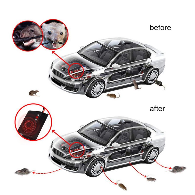 Car Mouse Repeller Ultrasonic Strong Strobe Light Car Electronic Mice
