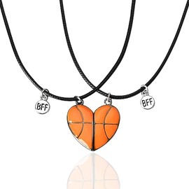 Xiyantiji Basketball Heart Necklaces for 2 Friendship Gifts for Women Sport Theme Best Friends Birthday Christmas Graduation Gifts Matching BFF Necklace Basketball Gifts for Basketball Player