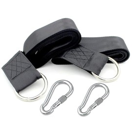 2Pcs 1.5m Camping Hammock Swing Tree Straps Set,1000D Polyester No Stretch,with 2 Heavey Duty Carabiner Hooks and D-ring, Holds up to 450kg,Fastest Setup,with Portable Bag,for Garden Outdoors