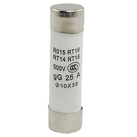 sourcing map RO15 10 x 38mm Cylinder Contact Cap Ceramic Fuses 500V 25A 20 Pcs