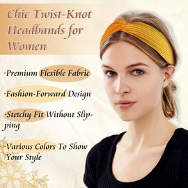 STGDAK Headband Twist Knotted Head Scarf Solid Color Headbands For Women Non Slip Head Bands Elastic Headwraps Yoga Workout Turban Criss Cross Hair Band Boho Bandana Hair Accessories For Women Girls