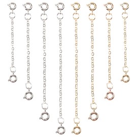 GLADFRESIT 8Pcs Necklace Extender - 4 Sizes Jewelry Extenders Extension Chain Necklace Chain Extender for Jewelry Making Bracelet Anklet (Gold, Silver)