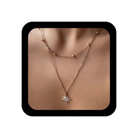 Xmsrn Vintage Geschichteten Kristall Nordstern Halskette Strass Nordstern Anhänger Halskette Boho Kristall Nordstern Choker Halskette Schichtung Perle Kette Choker Halskette Für Frauen