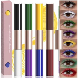 Colorful Mascara-Smudge-Proof, Long-Lasting, Volumizing & Lengthening,Vibrant Purple, Blue, Green & More,Waterproof Eye Makeup for Party & Daily Looks – Gift for Women (01#&02#&03&04, 4 Pcs)
