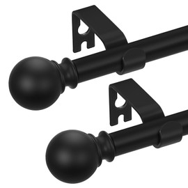 2 Pack Black Curtain Rods 36 to 72 Inches(3-6 Feet),5/8 inch Splicing Drapery Rods,Small Curtain Rods Set,Size: 36''-72'',Matte Black