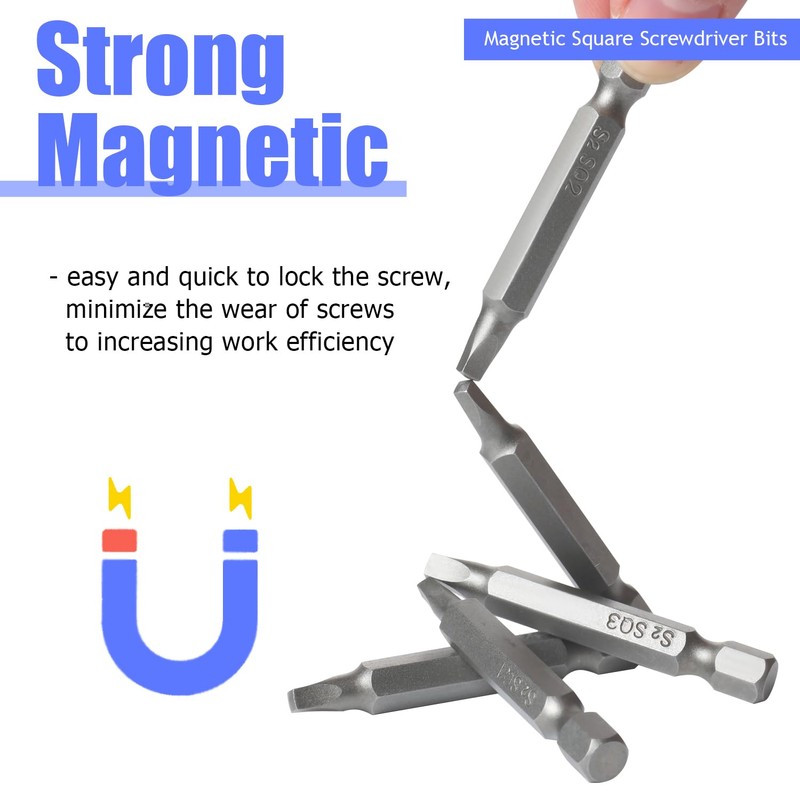 FyMosem 9Pcs Square Head Screwdriver Bits, SQ1 SQ2 SQ3 Magnetic