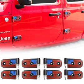 RERPRO JL Aluminum Door Hinge Kit Compatible with 2018-2025 Jeep Wrangler JL JLU Gladiator JT Unlimited Rubicon Sahara Sports Accessories, Original Factory Hinges Sleeve Replacement, 8Pcs, Color Red