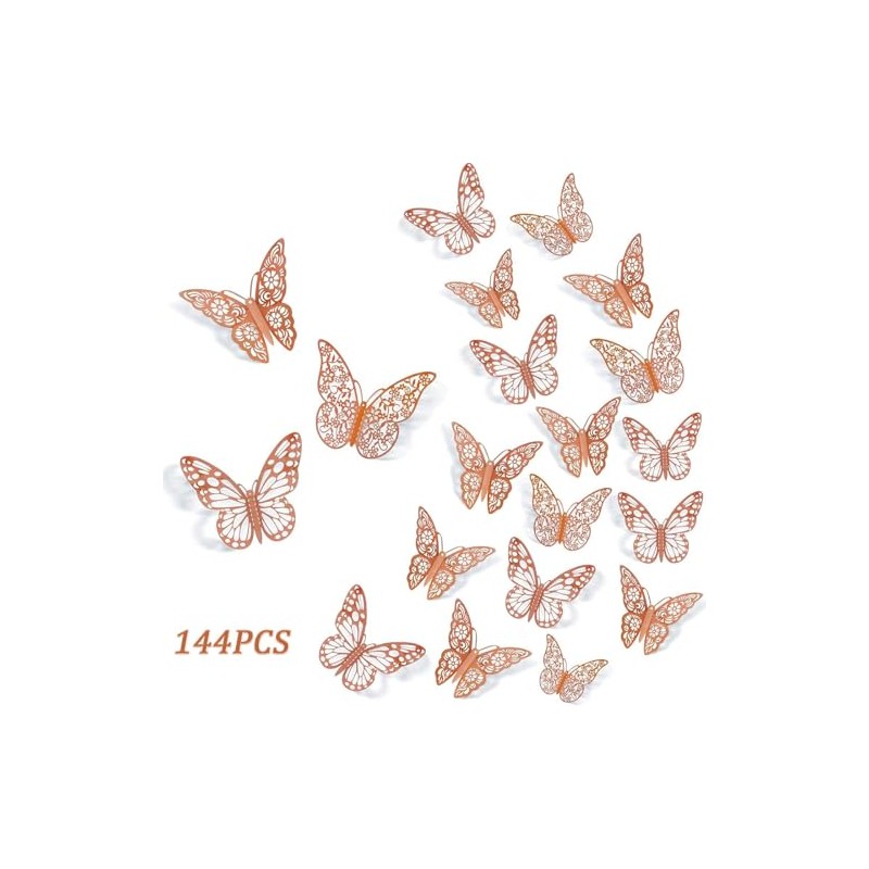 144pcs Mariposas Decorativas 3D, Adornos de Mariposa 3D para Cupcakes,