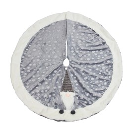 Smart Garden Festive Gonk Christmas Tree Skirt - 116cm Diameter - Grey - Luxury Plush Fabric Material with White Trim - Perfect for Decorating Christmas Tree's