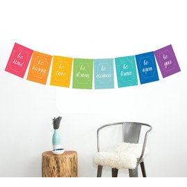 Peace Flags Mini Collection Wall Card Prints, Motivational Wall Quotes, Colorful Decoration, Be Kind, Be Happy, Children Wall Decoration, Wall Flags Decoration