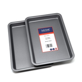 31cm Tray Bake Deep Oven Tray Twin Pack, British Made with Teflon Non Stick by Lets Cook Cookware