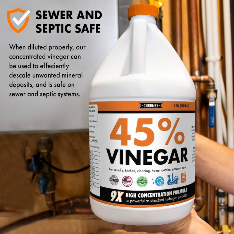 Chromex 45% Ultra Concentrated Vinegar - Dilutes to 9 Gallons