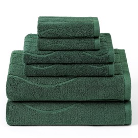 Ultra Soft 6-Piece Towels Set, 100% Cotton Thick Soft Highly Absorbent Wavy Striped Towels, Quick Dry, Bathroom Towels Set (2 Bath Towels, 2 Hand Towels, 2 Washcloths) Perfect for Bathroom