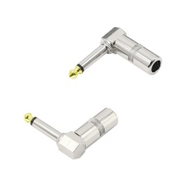 YACSEJAO Audio 1/4" 90 Degree Right Angle Plug, 6.35mm Heavy Duty TS Mono Male Solder Jack Connector for Speaker/Guitar/Microphone Cables - 2Pack (Need welding