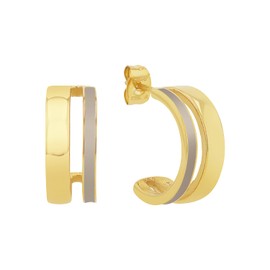 s.Oliver 2037981 Women's Stainless Steel Hoop Earrings, 1.7 cm, Gold, Comes in Jewellery Gift Box, Stainless Steel, None