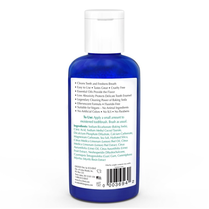 Eco-Dent DailyCare Baking Soda Toothpowder, Lemon-Lime – SLS & Fluoride-Free