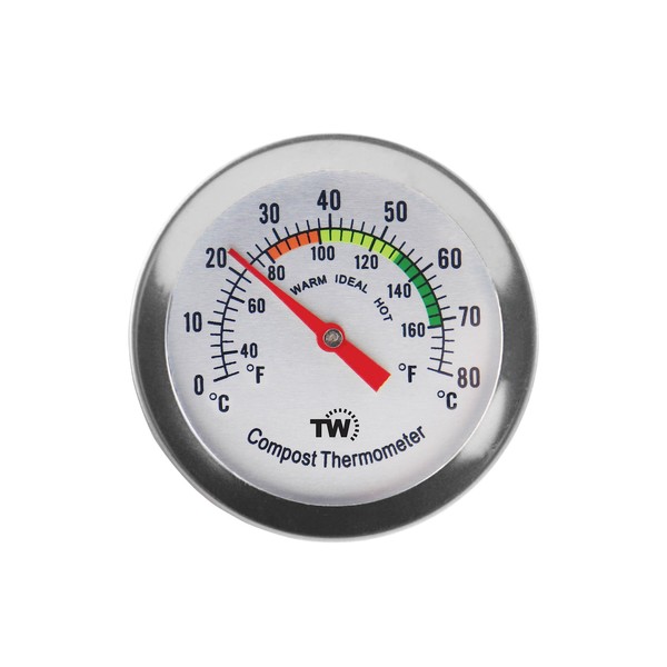 Compost Thermometer - Stainless Steel Dial Thermometer for Home and