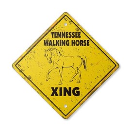 Tennessee Walking Horse Vintage Crossing Sign Zone Xing | Indoor/Outdoor Plastic | 20" Tall Rustic Lover Ranch Pony