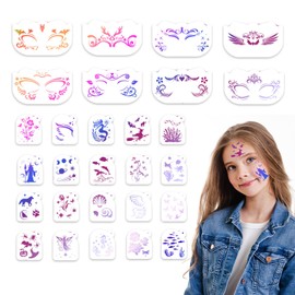 28pcs Body Paint Stencils, Premium Reusable Face and Body Paint Templates Kit Suitable for Holiday Party Makeup Temporary Tattoo Art