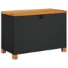 vidaXL Black Poly Rattan Patio Storage Box with Acacia Wood