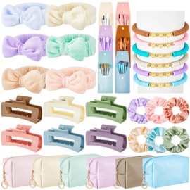 Zeyune 36 Pcs Gifts Sets Bulk for Teen Tween Women Preppy Makeup Bags Set Hair Pin Scrunchies Headbands Bracelets Preppy Party Favors Trendy Stuff Gifts for Women Friend 2025 Graduation Gift Birthday