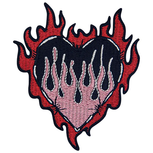 ZEGINs Heart On Fire Patch Embroidered Applique Badge Iron On