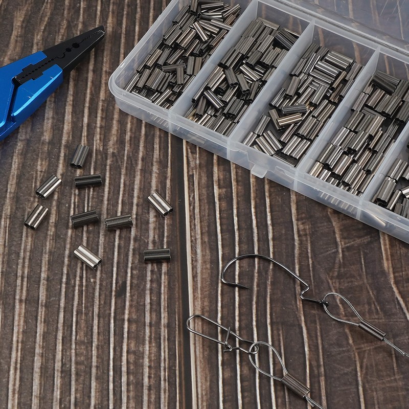 SHADDOCK 350pcs Fishing Double Barrel Crimping Sleeves Copper Connector Kit