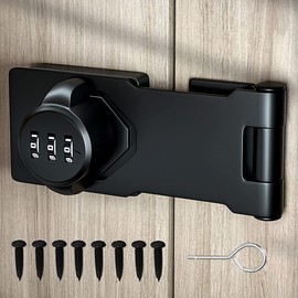 Mechanical Password Rotary Hasp Locks, Door Security Slide Latch Lock for Small Doors, Cabinets, Barn Door, Bathroom, Outdoor, Garage, Garden (Black)