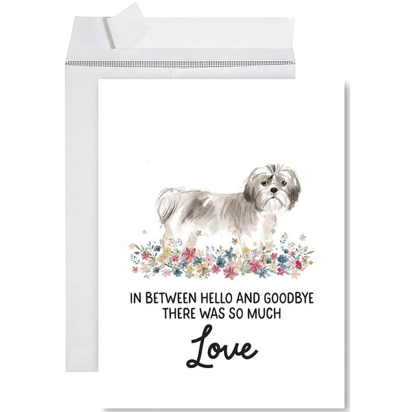Andaz Press Jumbo Pet Sympathy Card with Envelope, Sorry For Your Loss Card, Grey Shih Tzu, Loss Of Pets, Dog Grief Bereavement Card with Big Blank Space to Send to Friends, Family, 8.5" x 11", 1-Pack