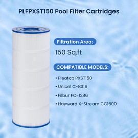 dearfilter PLFPXST150 Pool Filter Cartridges, Replacement for Hayward XStream CC1500, Replace Hayward CCX1500RE, Pleatco PXST150, Unicel C-8316, 150 sq.ft, 1-Pack