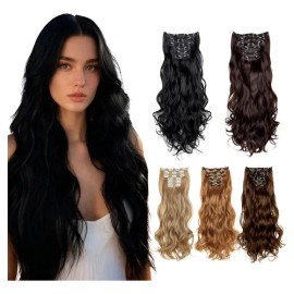 Extensiones De Cabello De Pelo Ondulado Cortinas Clip 6 Pzs