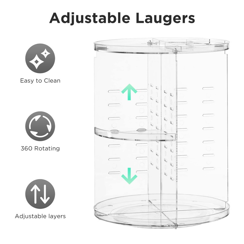 HBlife 360 Rotating Makeup Organizer Adjustable Carousel Large Capacity Revolving