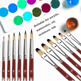 Artist Paint Brushes Set 12Pcs Professional Filbert Brushes for Acrylic Oil Wa..