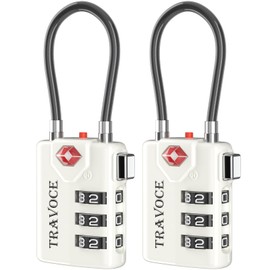 Search Alert TSA - Cerraduras de cable de equipaje para veliz, clóset de gimnasio, caja de herramientas, mochila 1, 2, 4, 6 y 10 unidades (paquete de 2 unidades), color blanco
