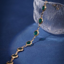 Sethexy Rhinestone Adjustable Bracelets Green Crystal Ankle Bracelets Gold Barefoot Foot Chain Foot Jewelry Anklet Birthday Graduation Jewellery Women