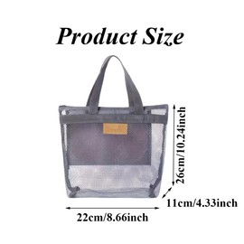 QUUPY Mesh Shower Caddy Bag Portable Shower Bag Lightweight Bath Organiser for College Dorms Gym Swimming Beach Travel Sports(Grey)