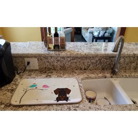 Caroline's Treasures BB2601DDM Christmas Presents between Friends Dachshund - Chocolate Dish Drying Mat Absorbent Dish Drying Mat Pad for Kitchen Counter Dish Drainer Mat for Countertop, 14 x 21", Mul