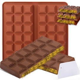 Palksky Large Chocolate Bar Mold Deep Dubai, Thick Chocolate Bar Molds Silicone for Filling Knafeh Pistachio, Chocolate Mold for Baking,1PCS Silicone Molds +100Pcs Bags