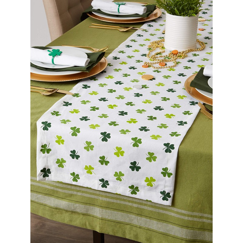 DII St. Patrick's Day Collection Tabletop, Table Runner, 14x72, Shamrock